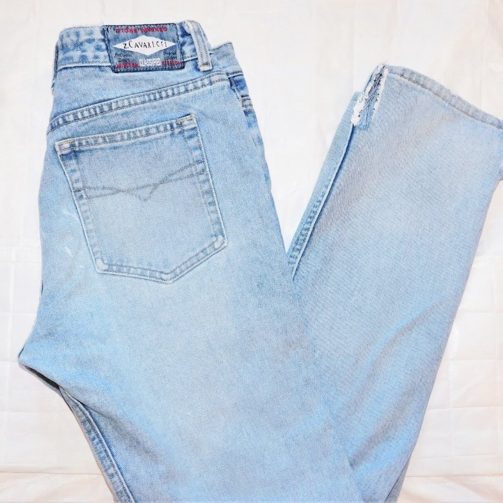 Y2K 90's Z. CAVARICCI Light Stone Washed Denim MOM Jeans High Waist Straight Leg